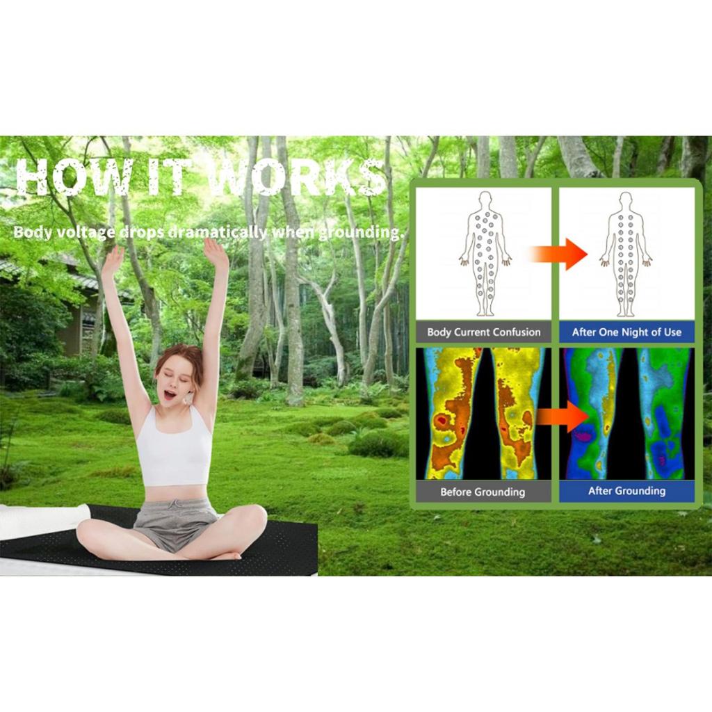 Earthing Grounding Mat for Bed King Queen Sizes Anti Slip Pad with Grounding Cord Support Better Sleep and Comfortable Daily Rest