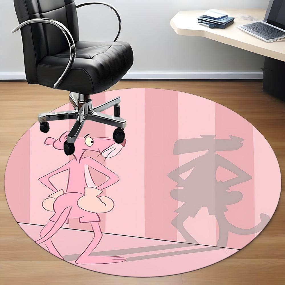 1pc Pink Panther Shadow Office Round Area Rug, Under Office Chairs Bedroom Living Room Home Decor, Available In Various Sizes1