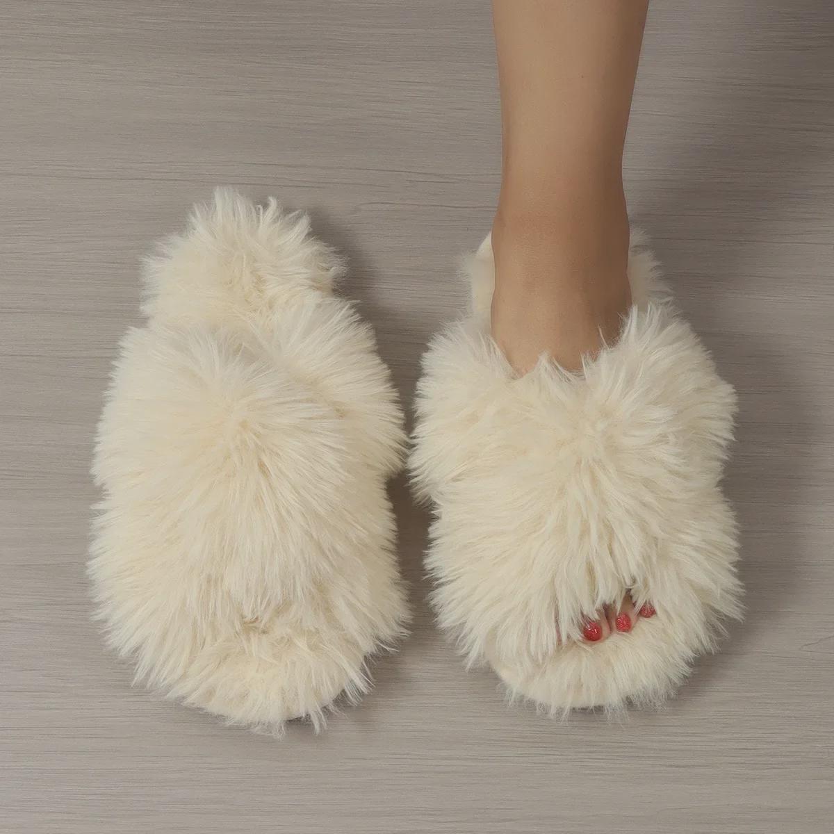 

Женские осенние плюшевые тапочки Cross-Fur для улицы 42-43 бежевый