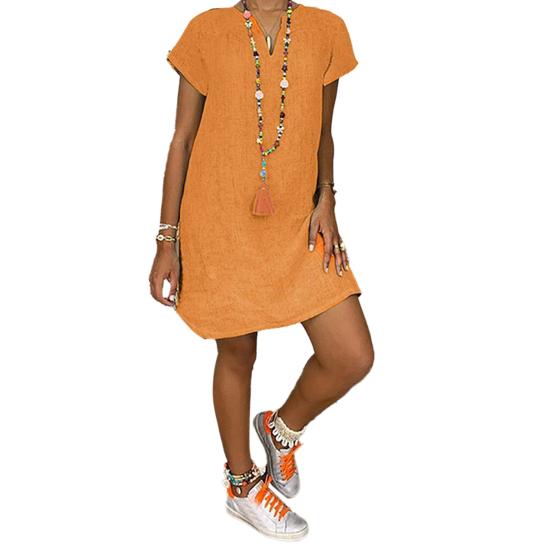 Rochie de vară Decolteu în V Tivul despicat Lejer Neregulat Mâneci scurte Culoare uni Pulover până la genunchi Îmbrăcăminte ocazională de zi cu zi Rochie midi