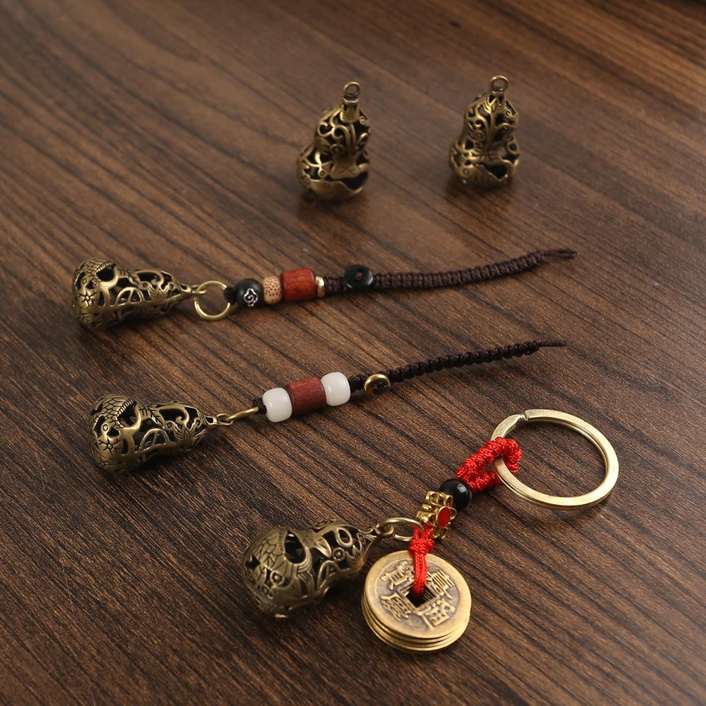 Brass Two-color Primary Color Hollow Pisces Gourd Key Car Pendant Pendant Ring Stall Explosion Unisex