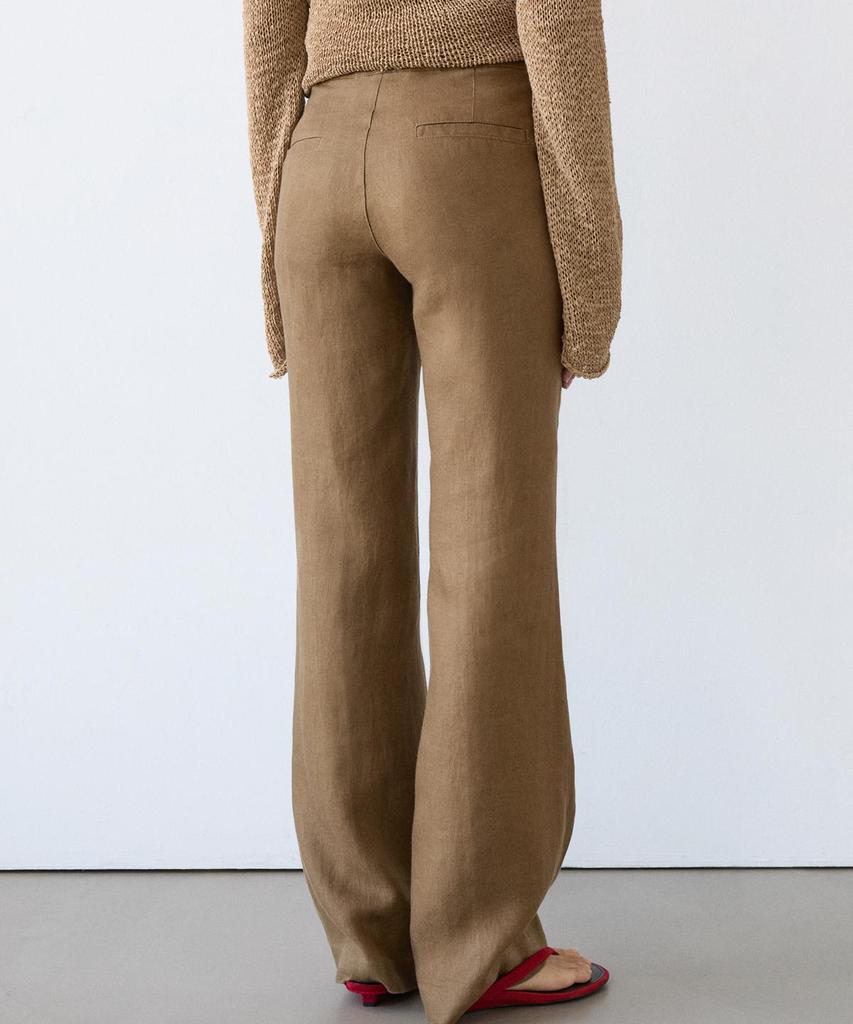 Masimodutti 100% Linen Kick Flare Fit Pants