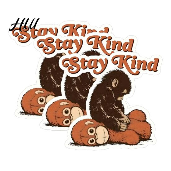Cute Animal Stickers Protect Punch The Monkey Sticker Baby Holding Plush Visual Contrast Toy Decal Warm Healing for Kids Decor And Gifts 3pcs