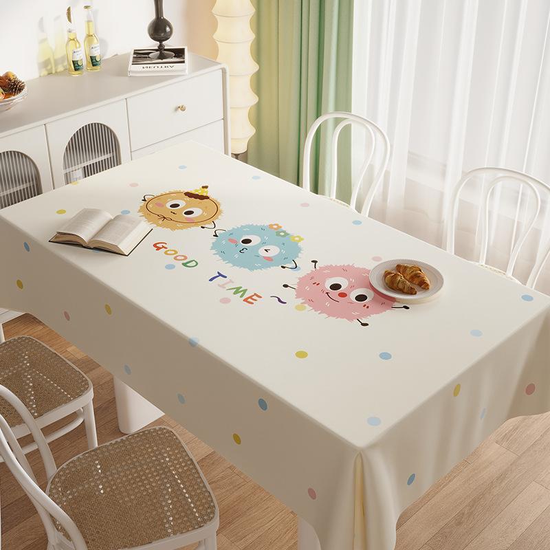 Rectangle Dining Table Tablecloth Waterproof And Oil-Proof Leave-In Cartoon Cute Wind Coffee Table Tablecloth Dining Table Cover