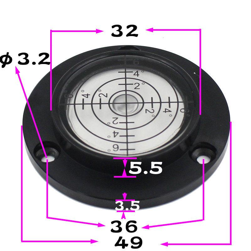HACCURY Round Metal Spirit Level with Base Mounting Holes