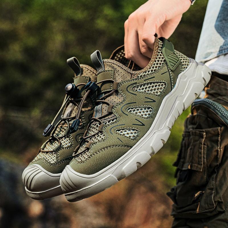 Summer Outdoor Walking Sneakers Anti-collision Toe Men Sandals 2025 New Casual Mesh Shoes for Male Classic Travel Hiking Shoes