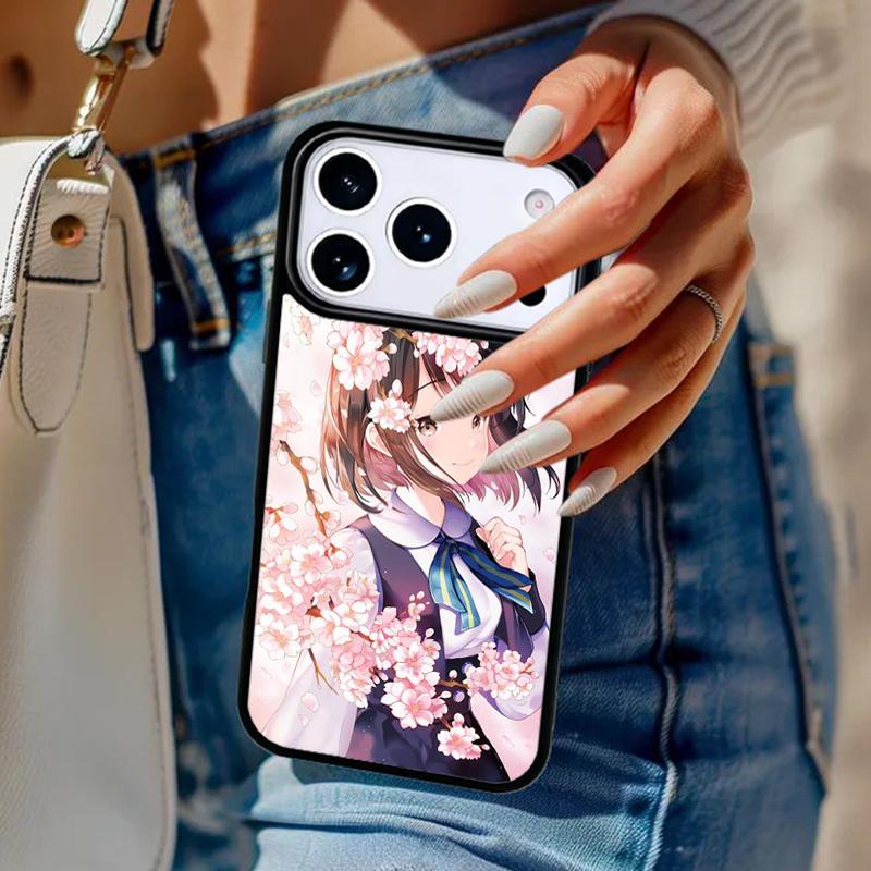 Japanese Sakura Anime Girl Phone Case For iPhone 17 Air 14 15 13 12 Max Cover For Apple 14 15 16 16e 11 Pro Max Plus