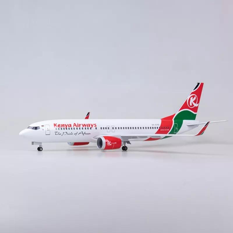 Model Plane 1/85 Scale 47CM Airplane 737MAX B737 MAX Aircraft Kenya Airways Airline W Light and Wheel Diecast Plastic Resin Home