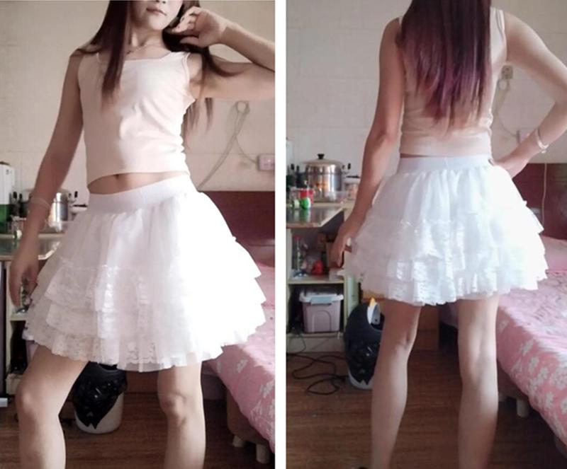 Womens Sexy Lace Gauze Mini Skirt For Women High Waist Pleated Skirt