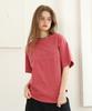 Yosemiti Applique Embroidery Pigment Short Sleeve T-Shirt Wine Yt-306