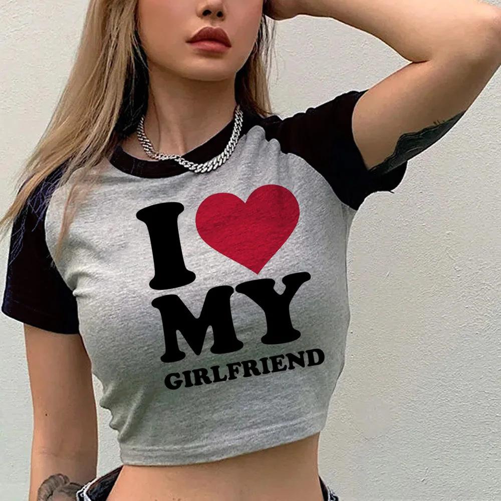 European and American Summer New Round Neck Pullover Short Sleeve Letter Multi-picture Printing Off the Navel European and American Women's Top T-shir