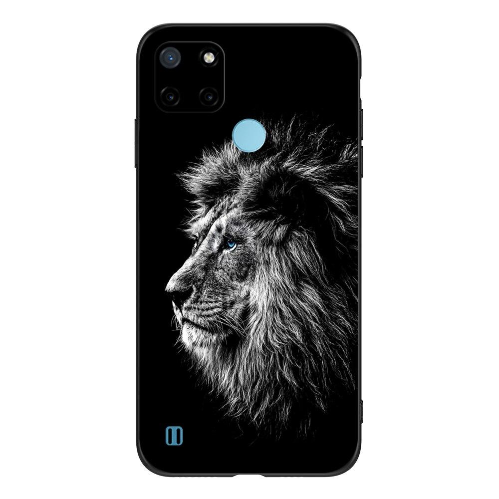 For Realme C21Y C25Y Case For OPPO Realme C21Y C25Y 4G Soft Case RMX3261 Coque 6.5inch Black Tpu Case Lion Wolf Tiger Dragon