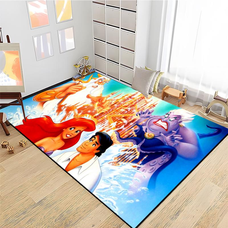15 Size Little Mermaid Princess 3D Carpet Rugs for Home Living Room Bedroom Sofa Doormat Decor,Kids Area Rug Non-slip Floor Mat