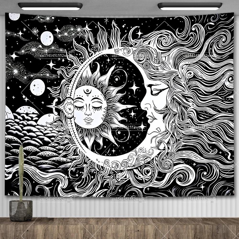 Mandala Półksiężyca Słońce Gobelin Gobelin Wiszący na Ścianie Boho Wiedźmiński Gobeliny Wystrój Pokoju Flagi Domowe