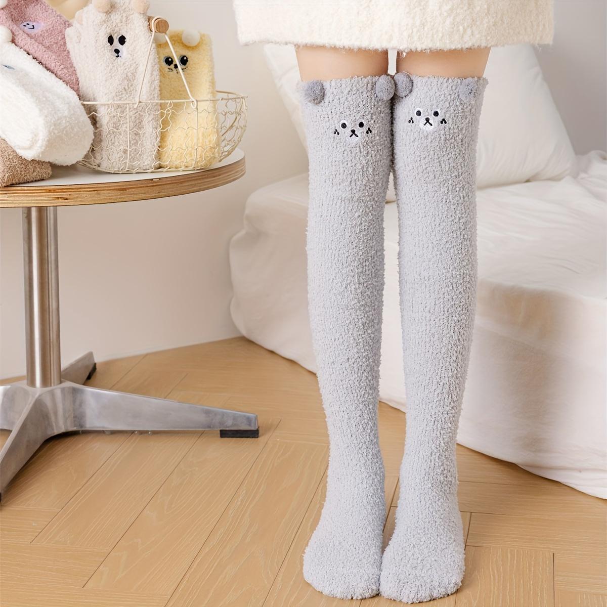 

Мультяшные пушистые гольфы, милые и теплые гольфы, женские чулки и чулочно-носочные изделия One-size светло-серый