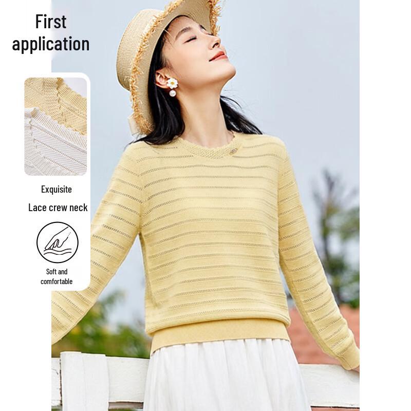 

Women s Solid Round Neck Knit Sweater M