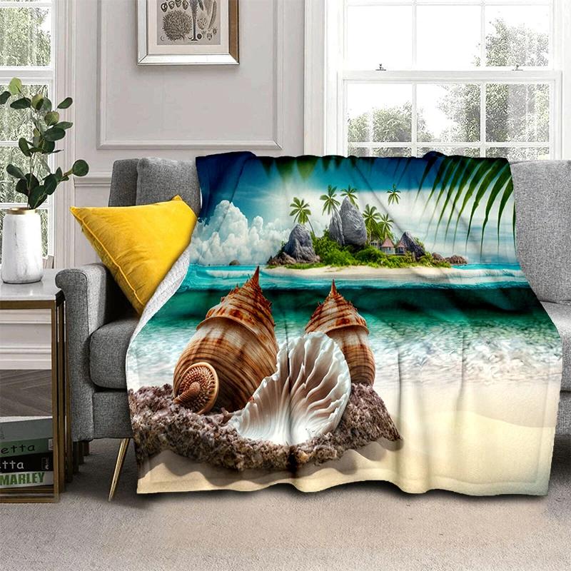 3D Starfish Beach Shell Sea Star Sand Blanket,Soft Throw Blanket for Home Bedroom Bed Sofa Picnic Travel Office Cover Kids Gift