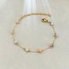 Gold Natural Stone Beaded Bracelet – Dainty Pastel Crystal Chain Jewelry, Boho Minimalist Gift for Women