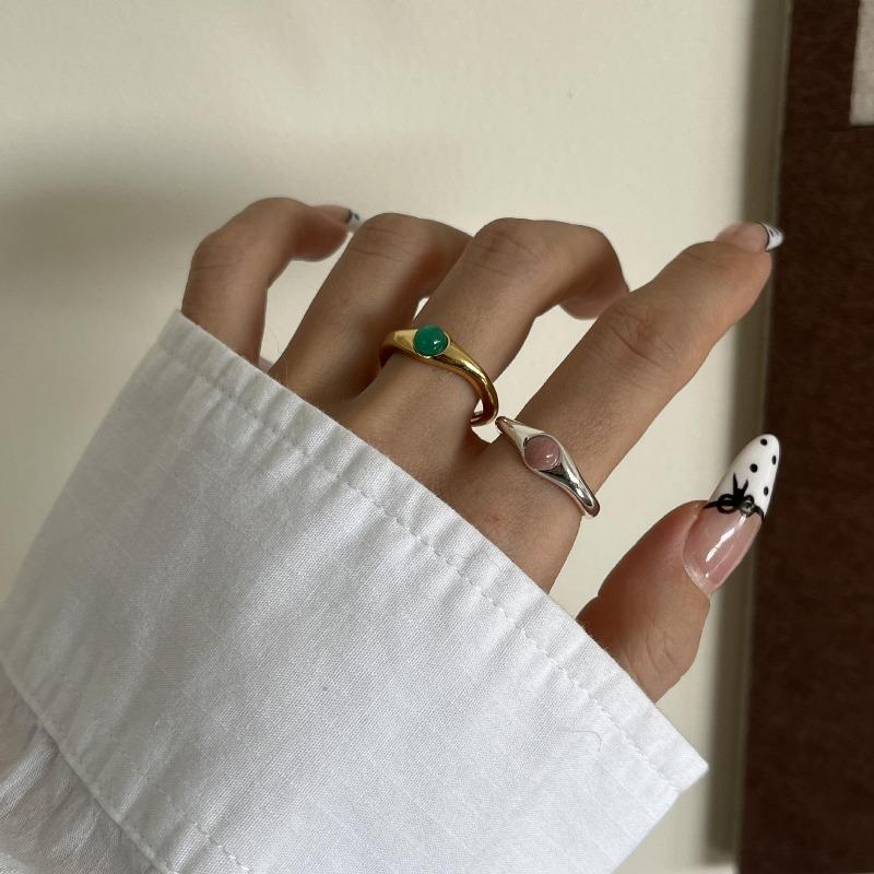 Retro Gemstone Ring Cold Fashion Light Luxury Niche Design Advanced Sense, Opening Adjustable Index Finger Ring Versatile