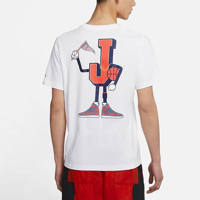 Jordan T Shirts Men's White Crew Neck Moderate Straight Fit (Unisex) T-Shirts DQ6075 100