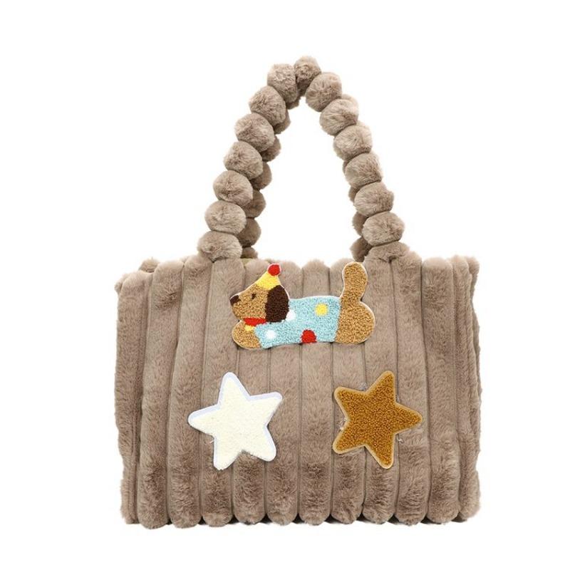 Dachshund Tote Bag Autumn New Cute Girl Shoulder Bag Large Capacity Portable Plush Bag Tide