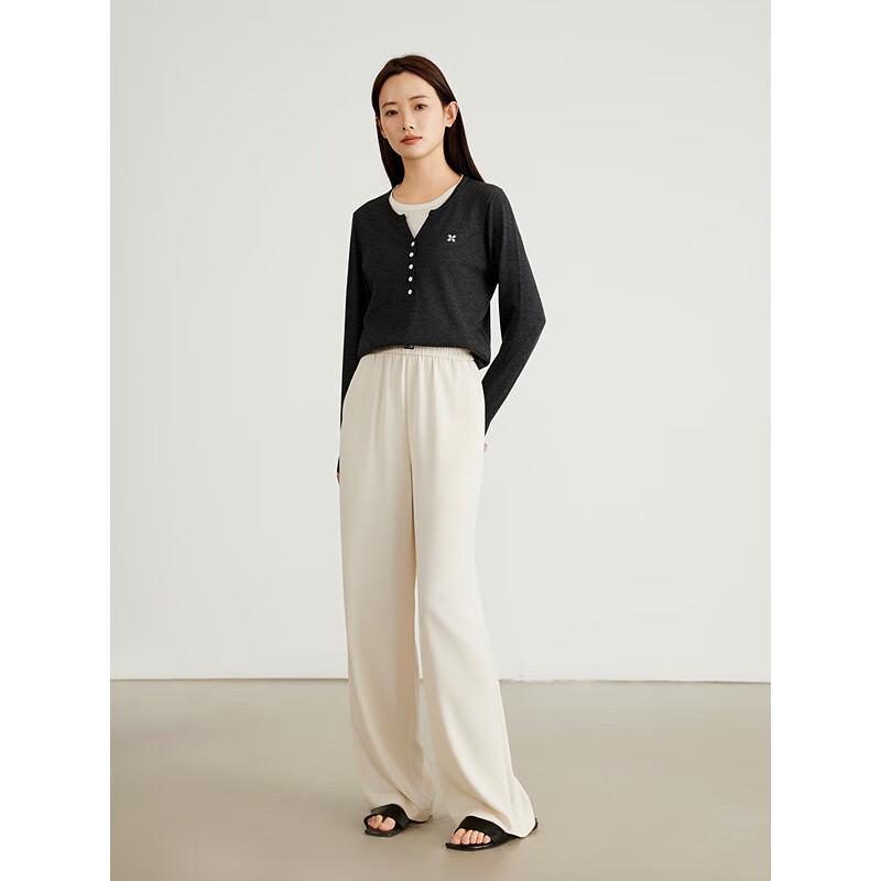Women's Elastic Waist Wide-Leg Casual Trousers