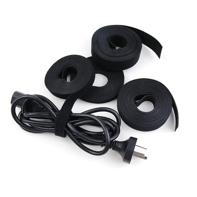 5M/Roll Width 10-20mm Black Cable Organizer USB Cable Winder Management Nylon Free Cut Ties Mouse Earphone Cord Cable Ties 2Pcs