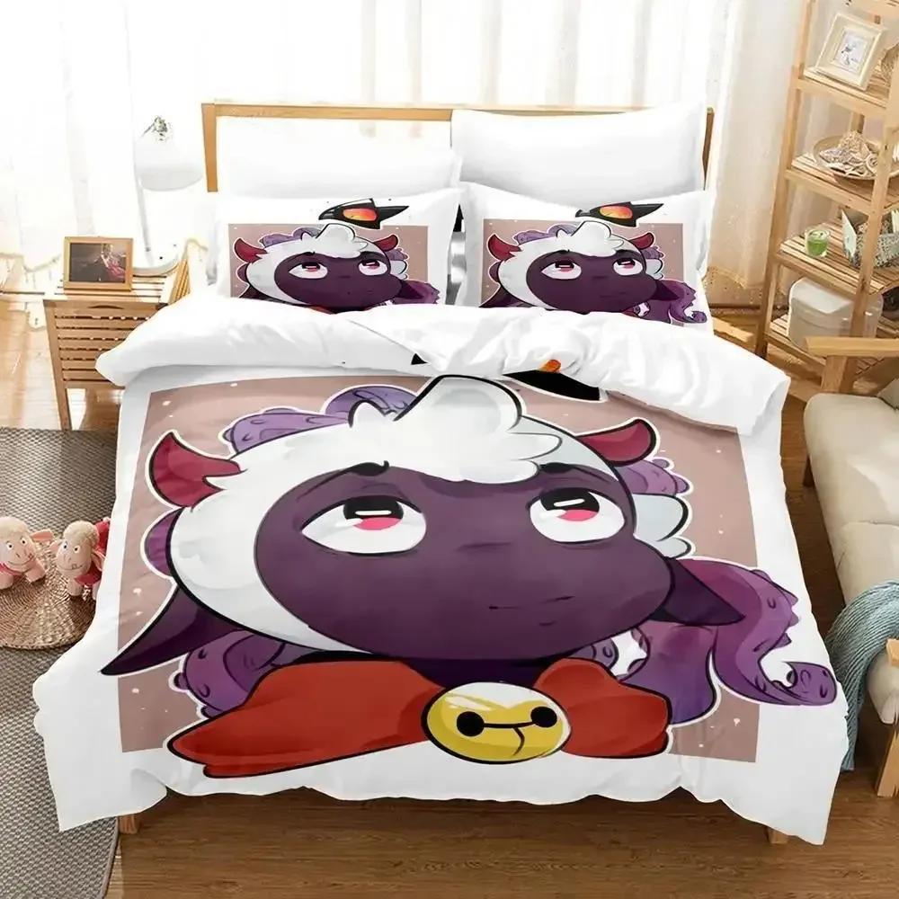 3D Anime Cult Of The Lamb Nadruk Zestaw Pościeli Poszewka na Kołdrę Poszewka na Poduszkę Zestaw Pościeli Prześcieradło Poszewka na Kołdrę Rozmiar Pełny Queen King