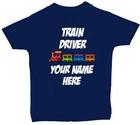 Personalised Train Driver Colour Pic Baby Children s Kids Toddler T-Shirt Top 110