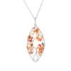 Hand-Wrapped Silver Natural Gravel Tree Of Life Necklace, Curved Crystal Lucky Tree Leaf Necklace N04