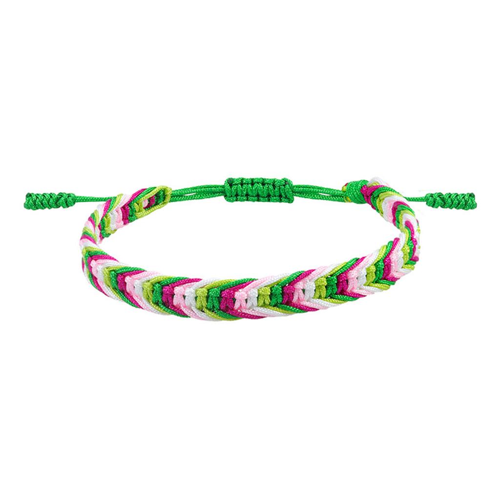 Polyester Boho Bohemia Waved String Braided Friendship Bracelets Ethnic Multicolor Weave Textured Adjustable 15cm-27cm long, 1PC