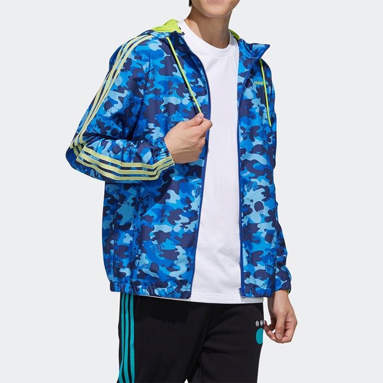 Adidas Neo Radio Windbreaker With Camouflage Hood Men Outerwear Collegiate-Navy FU3596