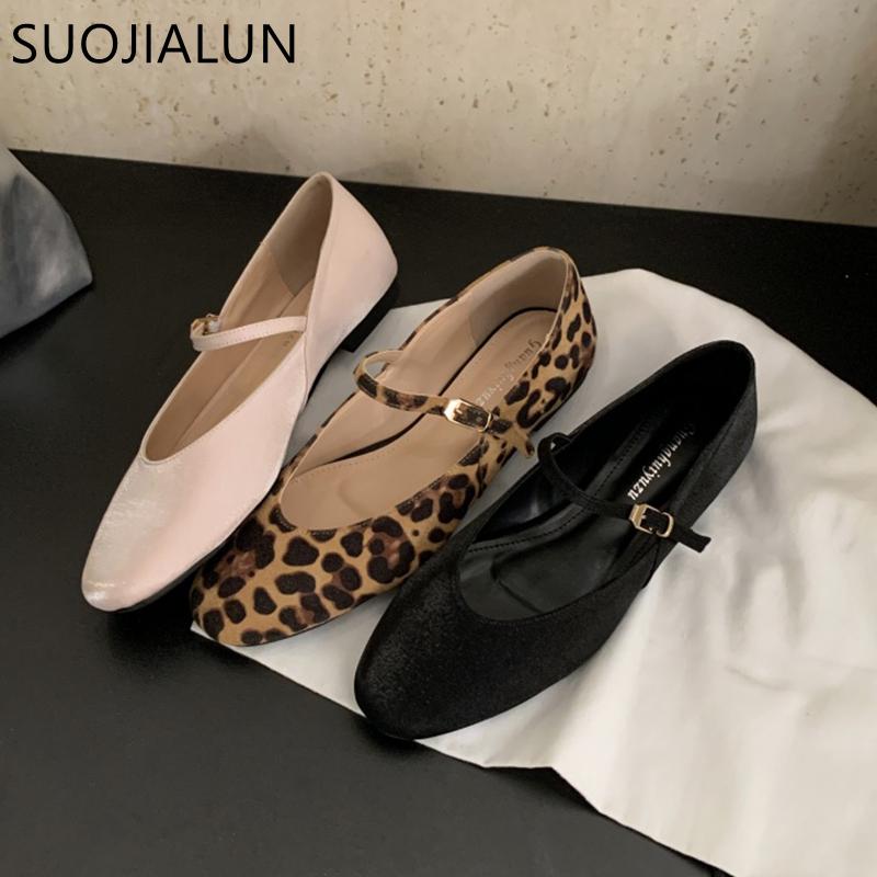 Fashion SUOJIALUN 2025 Autumn Women Flat Shoes Fashion Round Toe Ladies Elegant Mary Jane Shoes Soft Flat Heel Outdoor Casual Single Sh