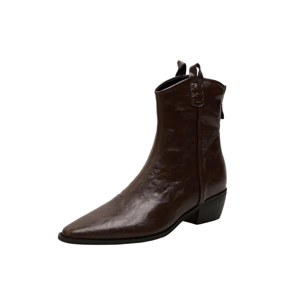 Short Boots Women's Autumn and Winter Heel Versatile Chelsea Coarse Heel Boots Tide Pointed Martin Boots Western Skinny Women's Boots