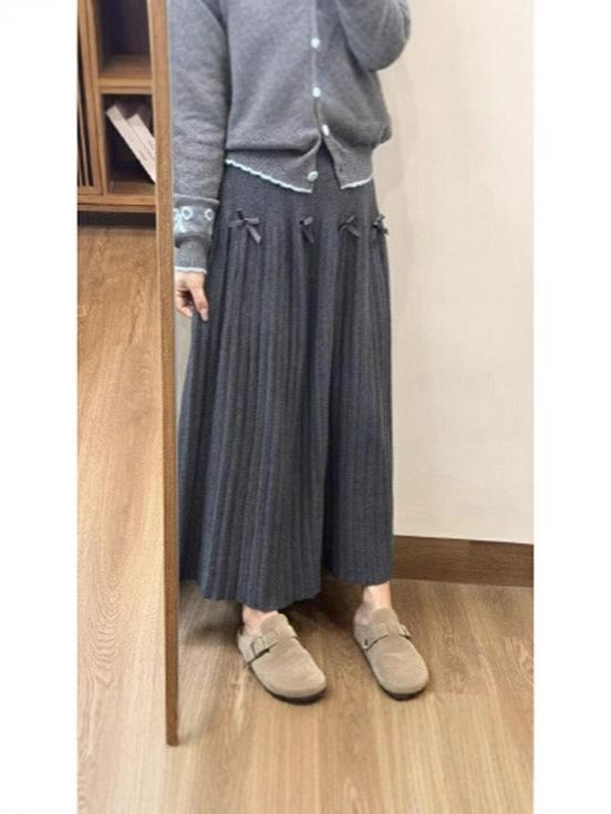 Korean Style Knit Pleated High Waist Skirt