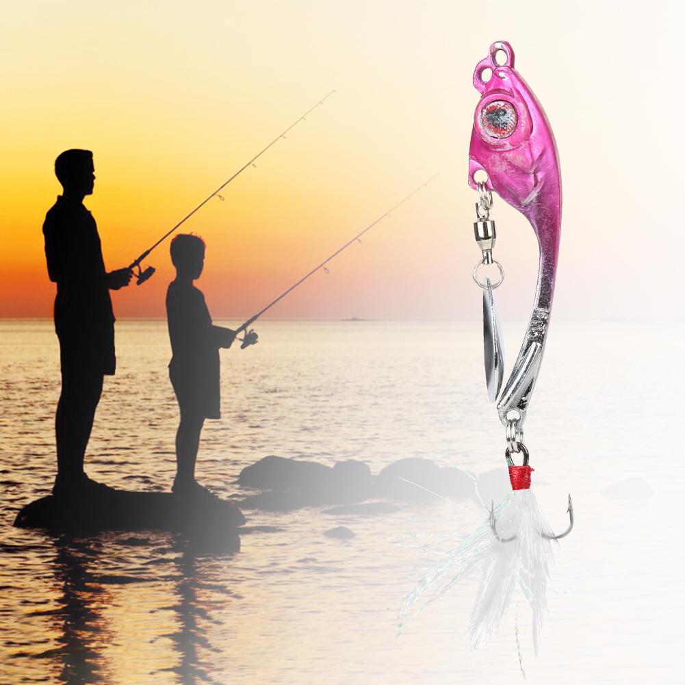 Zinc Alloy Rotating Feather Hook Sequin Lifelike Artificial Bait Fishing Lure Swimbait Accessory