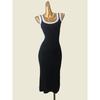 2024 New Korean Style Hepburn Style Black Waist Hugging Slimming Mid-Length Sleeveless Vest Sling Dress Women