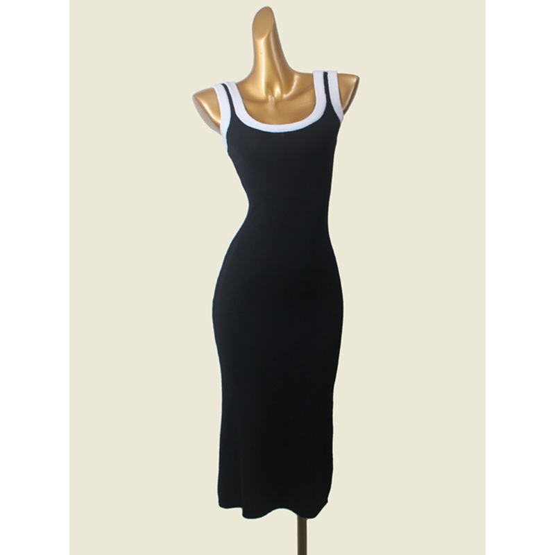 2024 New Korean Style Hepburn Style Black Waist Hugging Slimming Mid-Length Sleeveless Vest Sling Dress Women