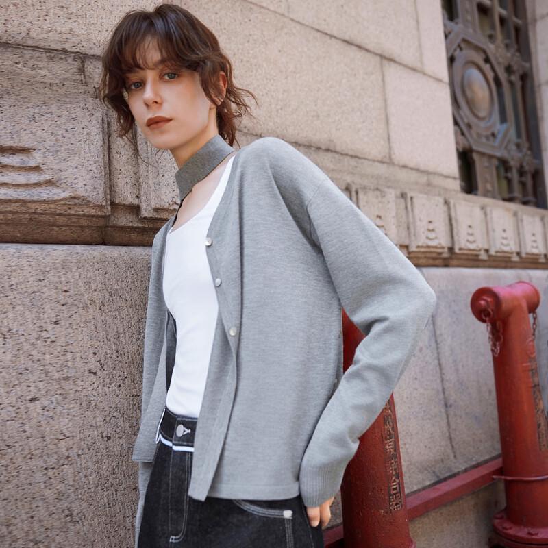 ELLE Women s Vintage Lamb Wool Knit Cardigan Sweater L