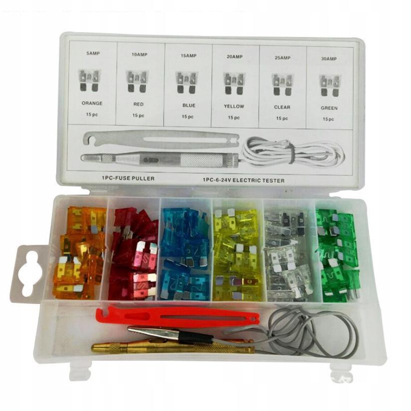Set of zinc fuses 5A-30A 93 pieces in an organizer