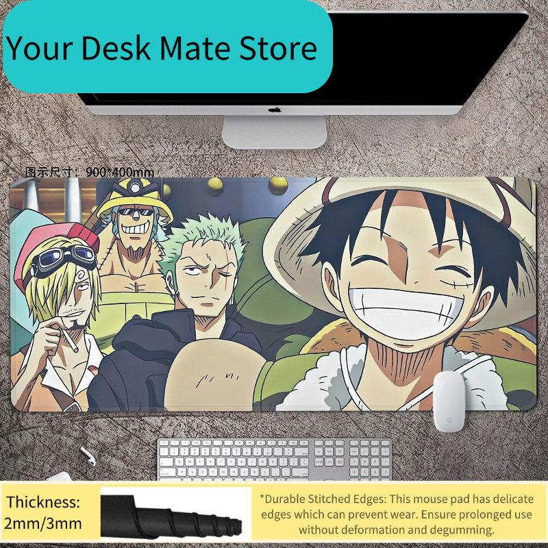 Animation Office Luffy Roronoa Zoro E-sports Gaming Table Mat ONE PIECE Leather Mouse Pad Boys Oversized Computer Keyboard Pad