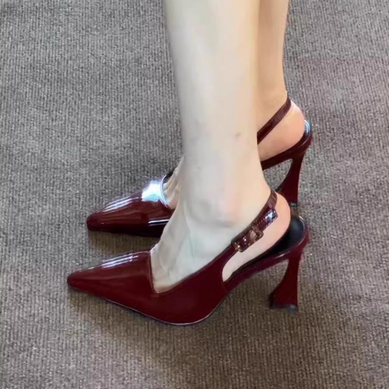 Modă 2025 Noi Sandale de Vară de Lux de Designer pentru Femei Pantofi Fashion cu Vârf Ascuțit cu Barete la Spate Doamnelor Elegante cu Toc Înalt Sandale de Stripper