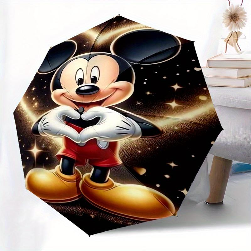 Mickey Mouse Heart Automatic folding umbrella, 8 ribs portable foldable design, best choice for business and going out, birthday, Halloween,