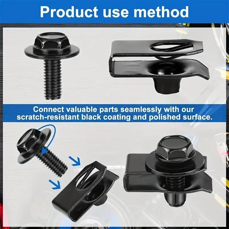 50SET Car Body Bolts U-nut Clips Engine Cover Undertray Splash Shield Guard Bumper Fender Liner Retainer Fastener Rivet Screws