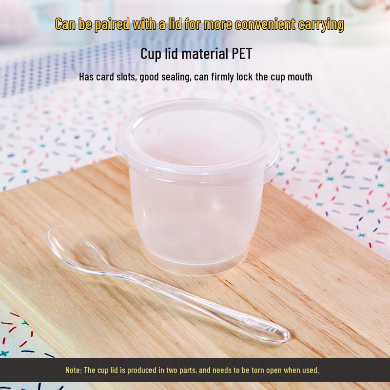 Einweg-Dessertbecher mit Deckeln & Löffeln