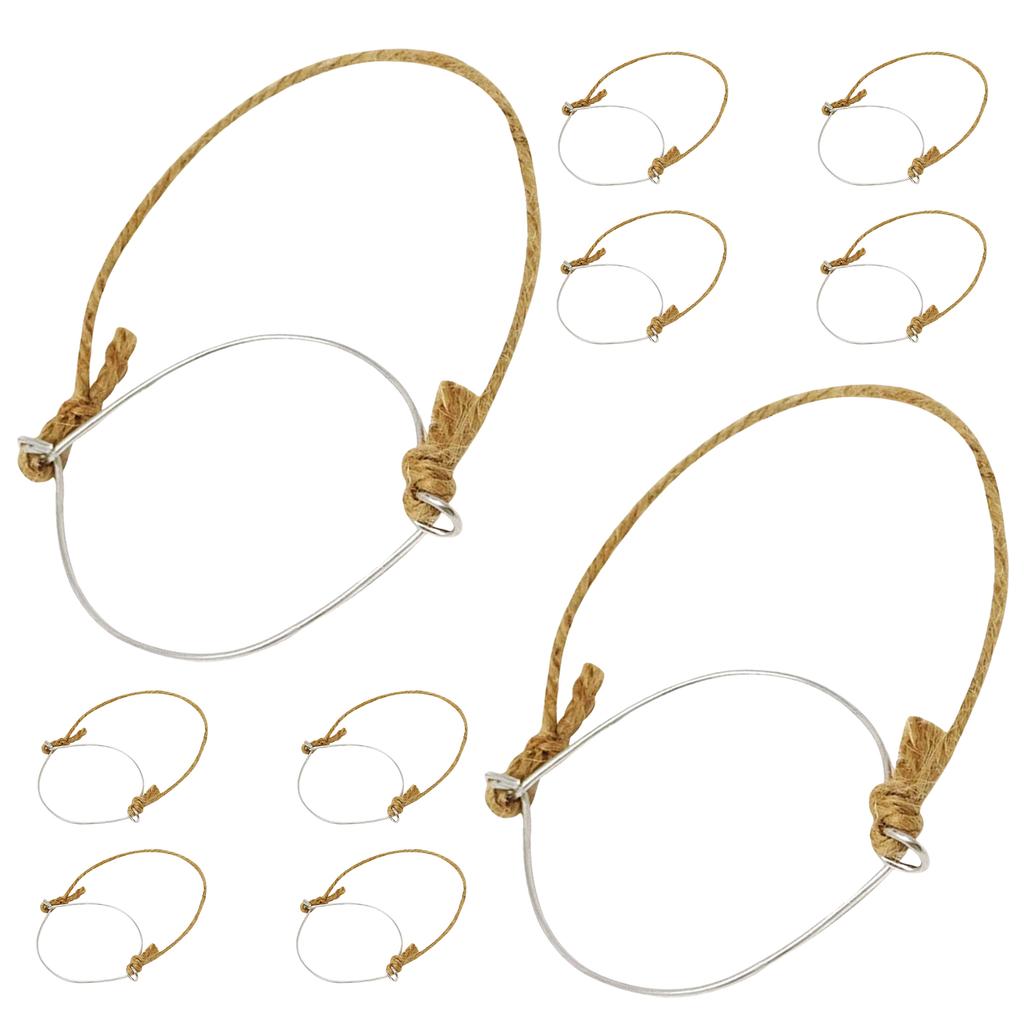 10pcs Solar Light Hanging Hook Mason Jar Metal Wire Handle Burlap Rope 86Mm Wide Mouth Reusable Outdoor Garden Lantern Holder