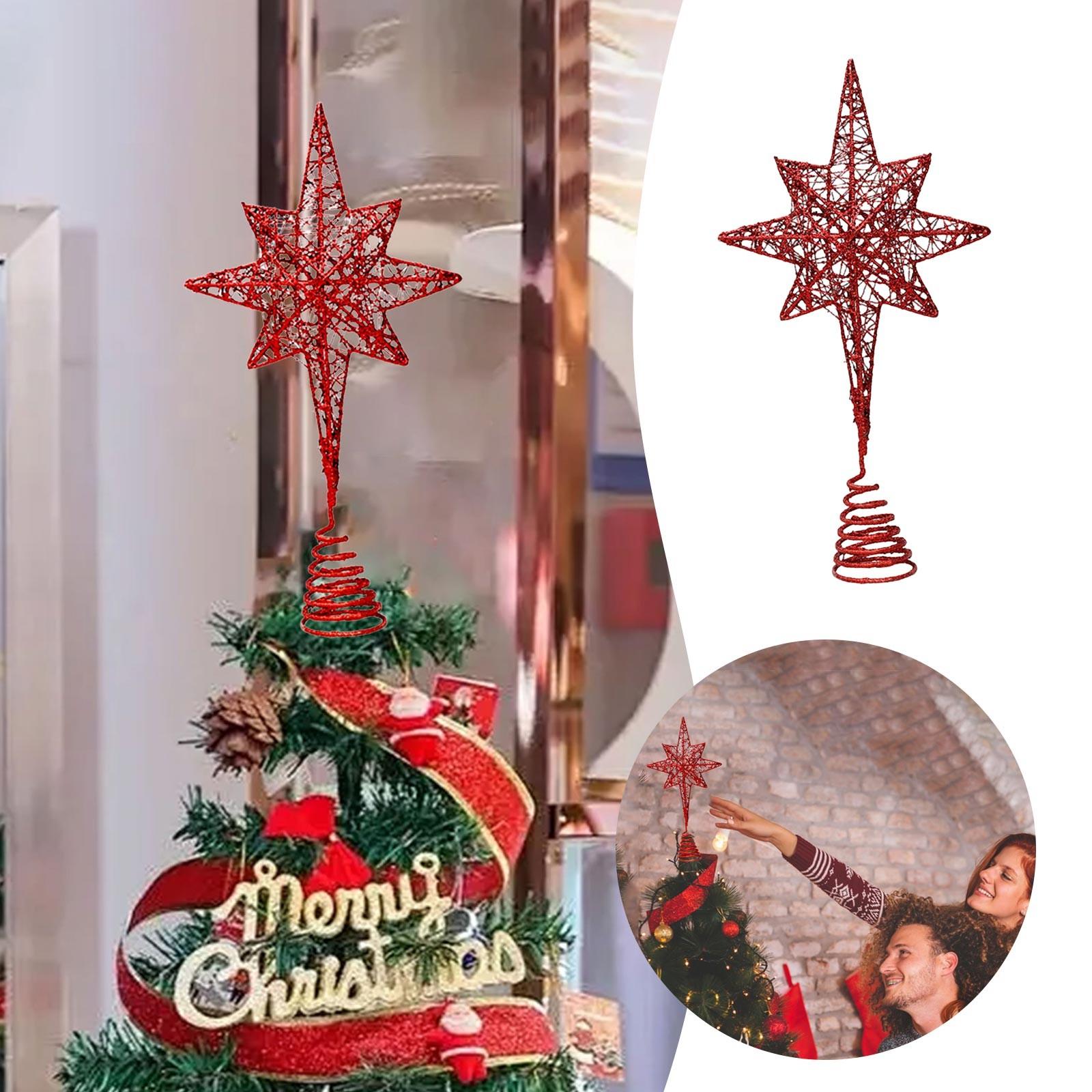 

Glitter Christmas Tree Topper Christmas Decorations Metal Star Glittering Xmas Tree Topper For Home Xmas Ornaments Navidad Natal красный