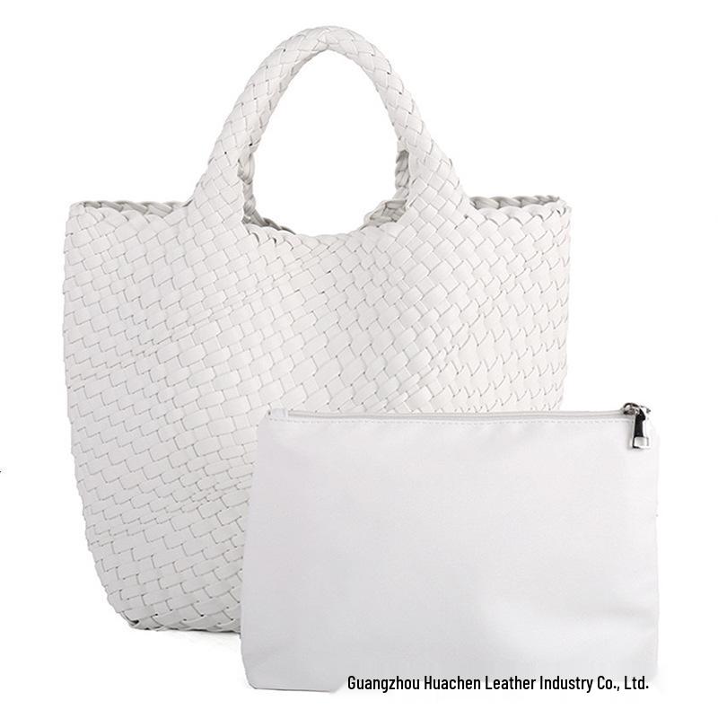Women's Large Fashionable Woven Tote Bag - Versatile Double-Wrist Mother-Child Shopper