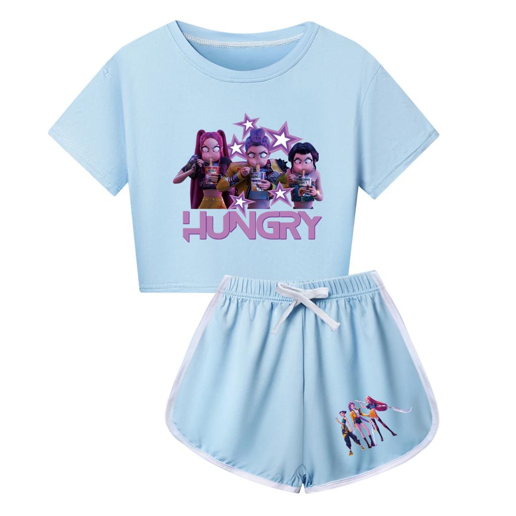 Kids Summer Sport T-Shirt And Shorts 2 Piece Outfit Tracksuit Set Short Sleeve Print Crop Tops With Clothing Set