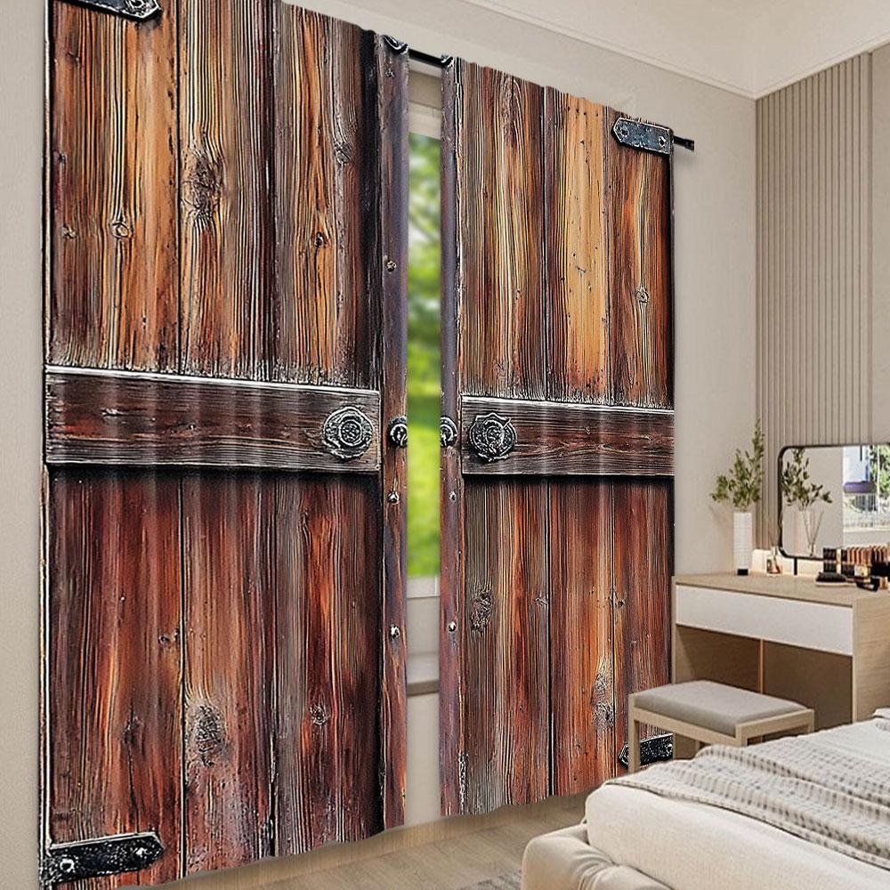 Bauernhaus Rustikale Scheunentüren Vorhänge Vintage Hütte Landhaus Geeignet Schlafzimmer Wohnzimmer Esszimmer Badezimmer Set von 2 Hergestellt Polyester Dekor